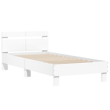 vidaXL - Bedframe met hoofdbord - Wit - Bewerkt hout - 100 x 200 cm product