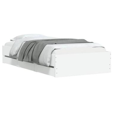 vidaXL - Cadre de lit avec tiroirs - Blanc - Bois d'ingénierie - 90 x 200 cm product