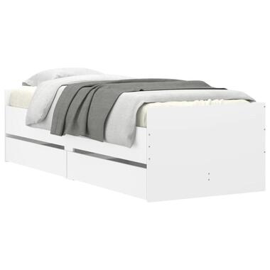 vidaXL - Cadre de lit avec tiroirs - Blanc - Bois d'ingénierie - 90 x 190 cm product