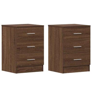 vidaXL - Nachtkastjes - Bruin - Bewerkt hout - 38 x 35 x 56 cm - 2 stuks product