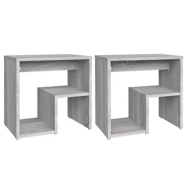 vidaXL - Nachtkastjes - Grijs sonoma eiken - Hout - 40 x 30 x 40 cm - 2 stuks product
