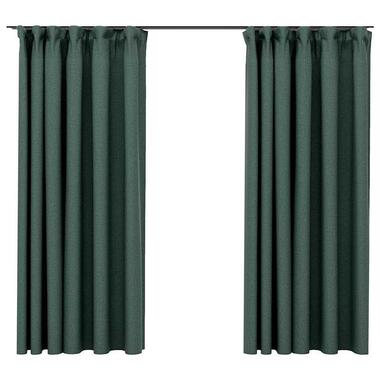 vidaXL - Rideaux occultants aspect lin - Vert - Tissu - 140 x 175 cm - 2 pcs product