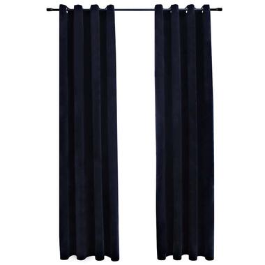 vidaXL - Rideaux occultants avec anneaux - Noir - Velours - 140 x 225 cm - 2 pcs product