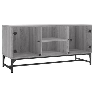 vidaXL - Tv-meubel met glazen deuren - Grijs sonoma - Hout - 102 x 37 x 50 cm product