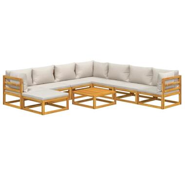 vidaXL - Loungeset - Lichtgrijze - Acaciahout - 9 stuks - Met kussens product