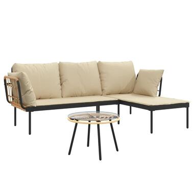 vidaXL - Loungeset - Antraciet - Poly rattan - 3 stuks - Met kussens product