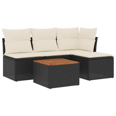 vidaXL - Loungeset - Zwart - Poly rattan - 5 stuks - Met kussens product