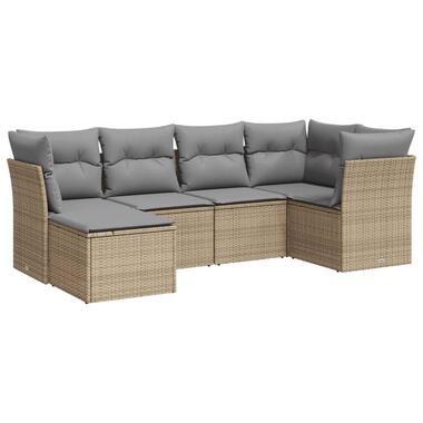 vidaXL - Loungeset - Beige - Poly rattan - 6 stuks - Met kussens product
