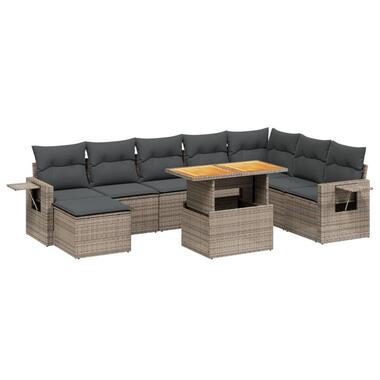 vidaXL - Loungeset - Grijs - Poly rattan - 9 stuks - Met kussens product