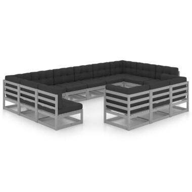 vidaXL - Loungeset - Grijs - Grenenhout - 13 stuks - Met kussens product