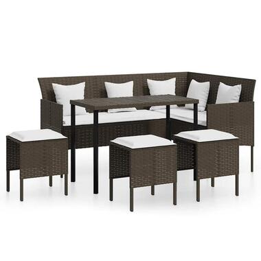 vidaXL - Tuinset - Bruin - Poly rattan - 5 stuks - Met kussens product