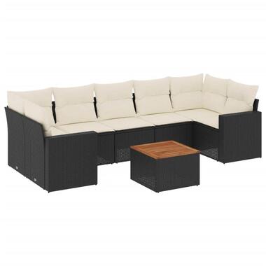 vidaXL - Loungeset - Zwart - Poly rattan - 8 stuks - Met kussens product