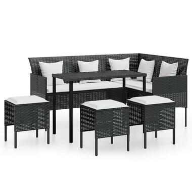 vidaXL - Loungeset (dinning) - Zwart - Poly rattan - 5 stuks - Met kussens product