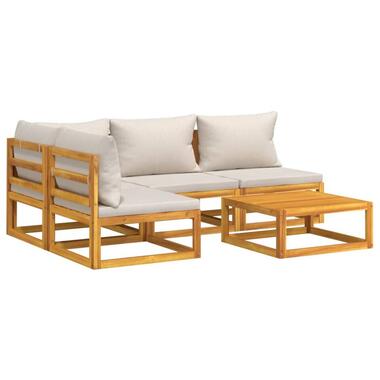 vidaXL - Loungeset - Lichtgrijze - Acaciahout - 5 stuks - Met kussens product