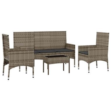 vidaXL - Loungeset - Grijs - Poly rattan - 4 stuks - Met kussens product