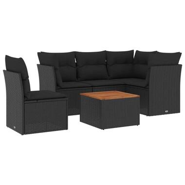 vidaXL - Loungeset - Zwart - Poly rattan - 6 stuks - Met kussens product
