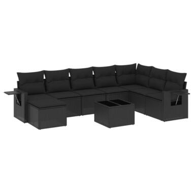 vidaXL - Loungeset - Zwart - Poly rattan - 9 stuks - Met kussens product
