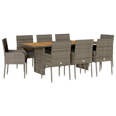vidaXL - ensemble à manger de jardin - Gris - Rotin synthétique - 9 pcs product