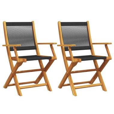 vidaXL - Tuinstoelen - Zwart - Acaciahout en polypropeen - 2 stuks product