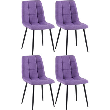CLP Lot de 4 chaise salle à manger Antibes Noir Cadre - Tissu - Violet product