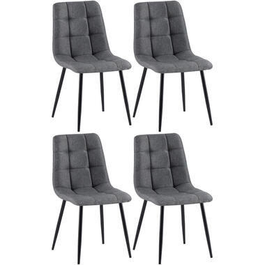 CLP Set van 4 Eetkamerstoel Antibes zwart Frame - Stof - donkergrijs product