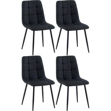 CLP Lot de 4 chaise salle à manger Antibes Noir Cadre - Tissu - Noir product