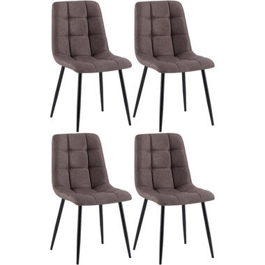CLP Set van 4 Eetkamerstoel Antibes zwart Frame - Stof - bruin product