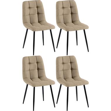 CLP Lot de 4 chaise salle à manger Antibes Noir Cadre - Tissu - Taupe product