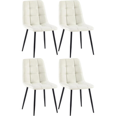 CLP Lot de 4 chaise salle à manger Antibes Noir Cadre - Tissu - Crème product