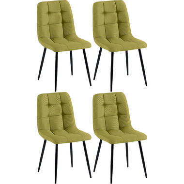 CLP Lot de 4 chaise salle à manger Antibes Noir Cadre - Tissu - Vert product