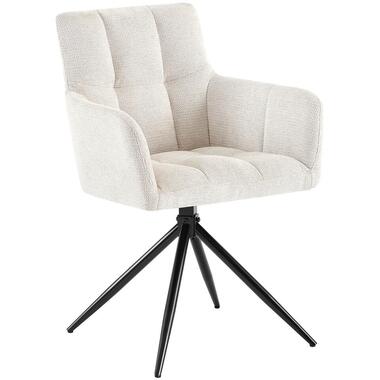 CLP Eetkamerstoel Jonah zwart Frame - Stof - creme product