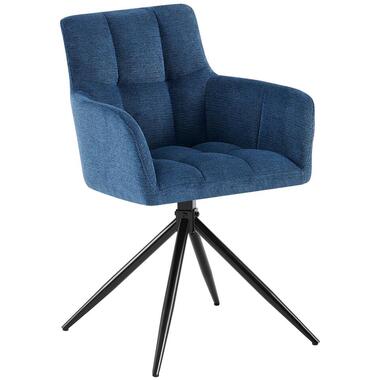 CLP Eetkamerstoel Jonah zwart Frame - Stof - donkerblauw product