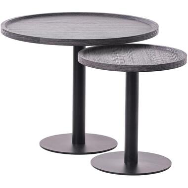 CLP Set van 2 Bijzettafel Aspen mat zwart Frame - Hout - grijs product