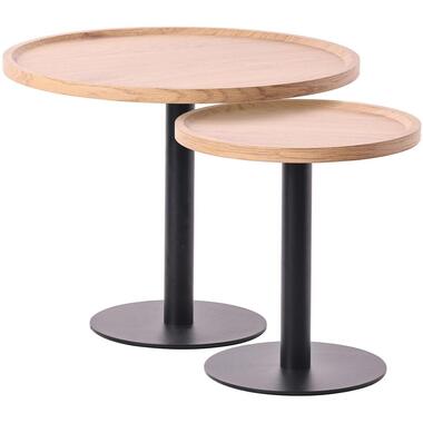 CLP Set van 2 Bijzettafel Aspen mat zwart Frame - Hout - natura product