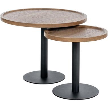 CLP Set van 2 Bijzettafel Aspen mat zwart Frame - Hout - bruin product