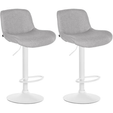 CLP Lot de 2 Tabouret de bar Solon Blanc Cadre - Tissu - Gris clair product