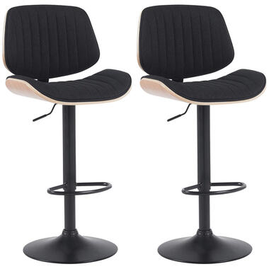 CLP Lot de 2 Tabouret de bar Clawson Noir Cadre - Tissu - Nature / Noir product