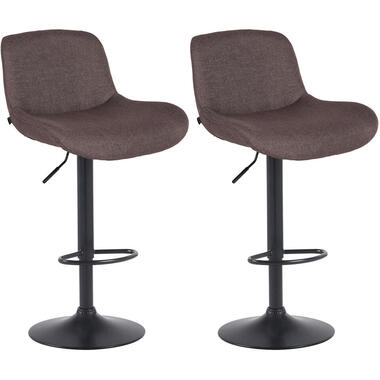 CLP Set van 2 Barkruk Solon mat zwart Frame - Stof - donkerbruin product