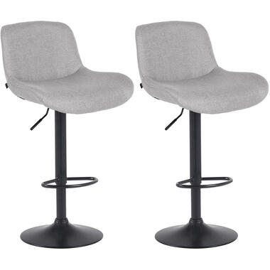 CLP Lot de 2 Tabouret de bar Solon Noir mat Cadre - Tissu - Gris clair product