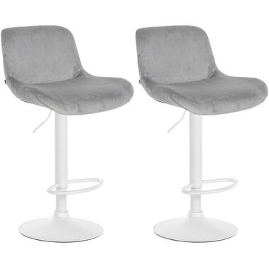 CLP Set van 2 Barkruk Solon wit Frame - Fluweel - grijs product