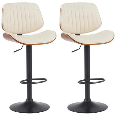 CLP Lot de 2 Tabouret de bar Clawson Noir Cadre - Similicuir - Noyer / Crème product