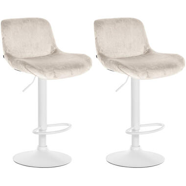 CLP Lot de 2 Tabouret de bar Solon Blanc Cadre - Velours - Crème product