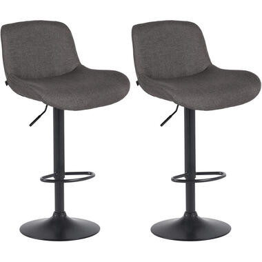 CLP Lot de 2 Tabouret de bar Solon Noir mat Cadre - Tissu - Gris foncé product
