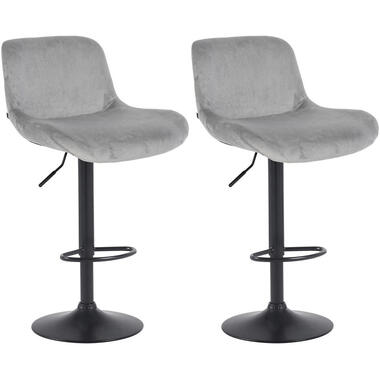 CLP Set van 2 Barkruk Solon mat zwart Frame - Fluweel - grijs product