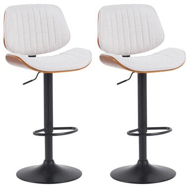 CLP Set van 2 Barkruk Clawson zwart Frame - Stof - walnoot/creme product