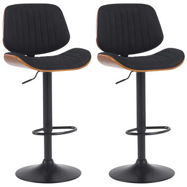 CLP Lot de 2 Tabouret de bar Clawson Noir Cadre - Tissu - Noyer / Noir product
