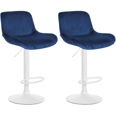 CLP Lot de 2 Tabouret de bar Solon Blanc Cadre - Velours - Bleu product