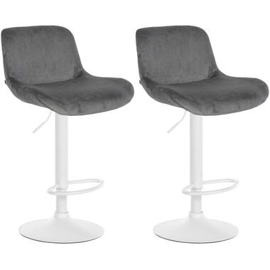 CLP Set van 2 Barkruk Solon wit Frame - Fluweel - donkergrijs product