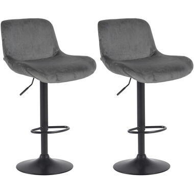CLP Lot de 2 Tabouret de bar Solon Noir mat Cadre - Velours - Gris foncé product