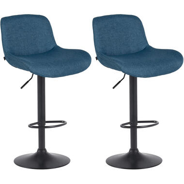 CLP Lot de 2 Tabouret de bar Solon Noir mat Cadre - Tissu - Bleu product